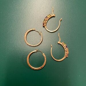 Pair gemstone Hoop Earrings